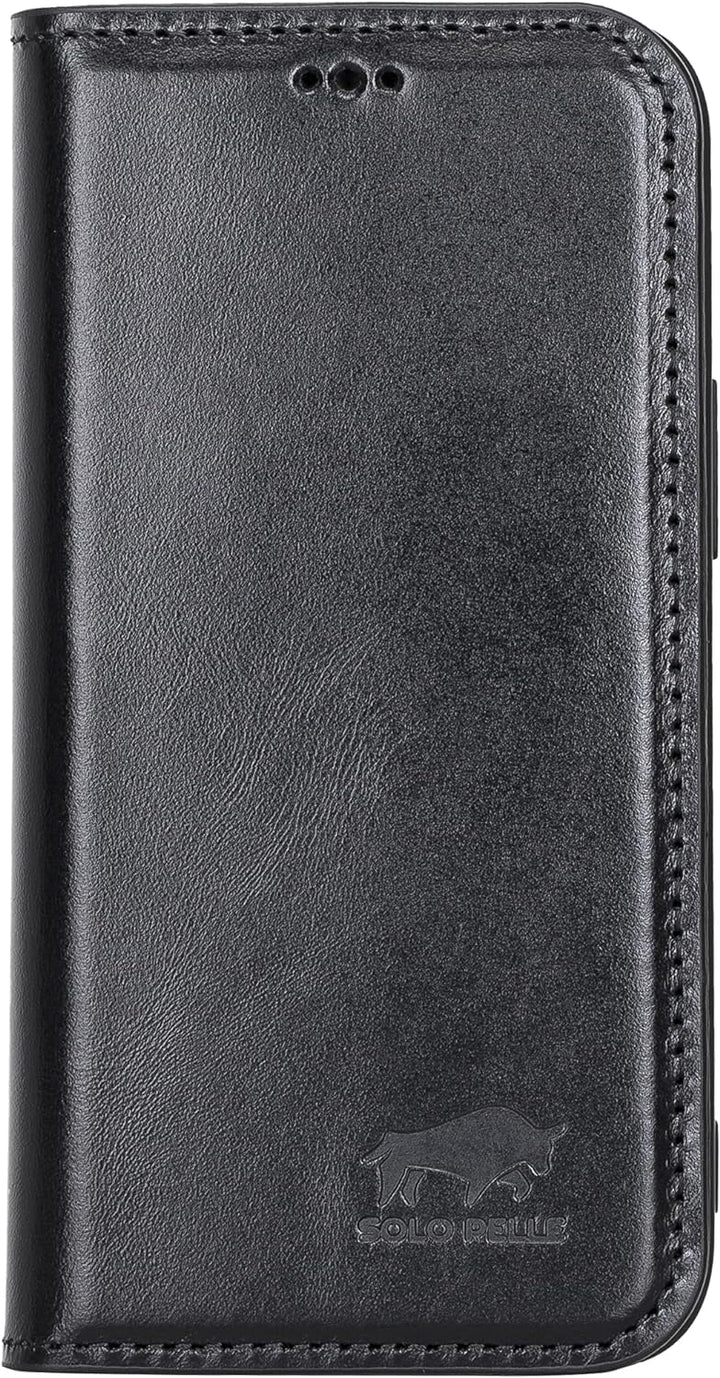 Solo Pelle aufklappbare Lederhülle kompatibel für iPhone 13 Mini in 5.4 Zoll inkl. 1 Kartenfach für