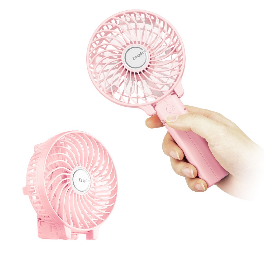 EasyAcc® Handventilator Faltbar Tragbarer 10 Stunden Handventilator Batteriebetrieben Leise 180°Vers