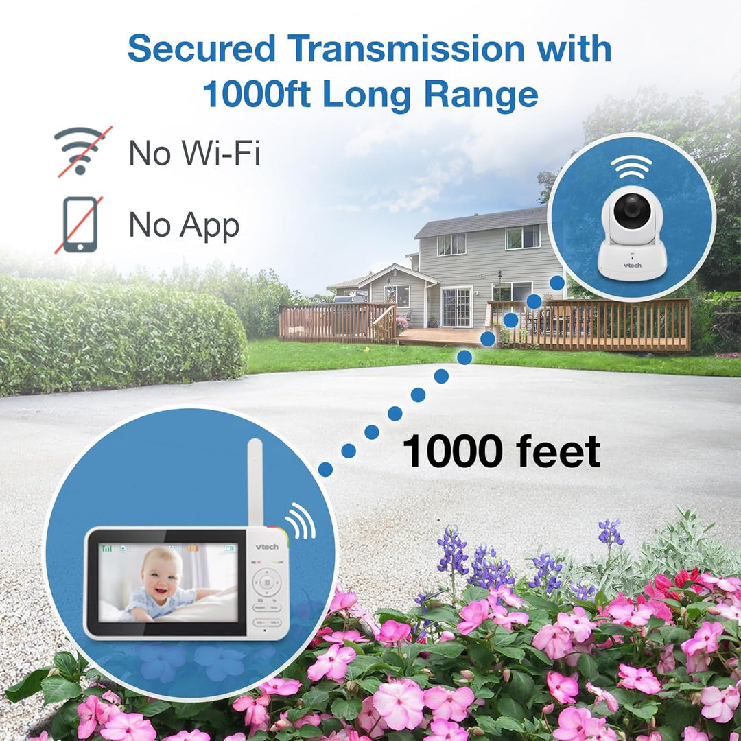 Vtech VM924 Babyphone mit Kamera 5 Zoll Video Baby Monitor, 31 Stunden Akkulaufzeit Babyfon mit Kame