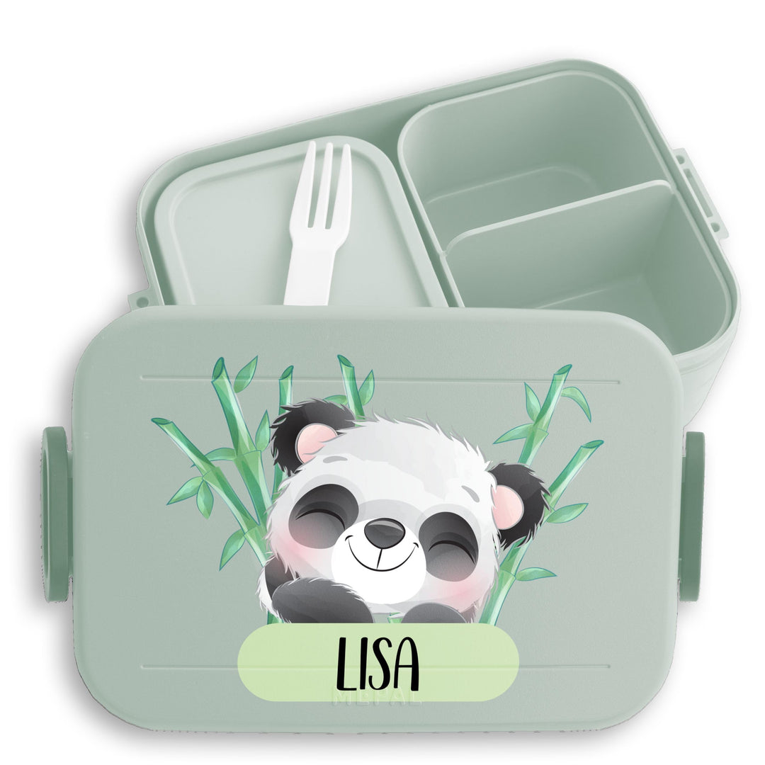 Bento Box Midi Lunchbox für Mepal Bentobox - Kinder Brotdose Panda Bär mit Name | Pandabären Motiv K