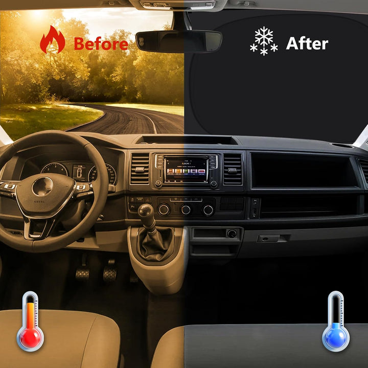 ZATOOTO Sonnenschutz für VW T5 T6 Frontscheibe &amp; Seitenfenster, Magnetisch | 3 Stück, Thermomatte VW