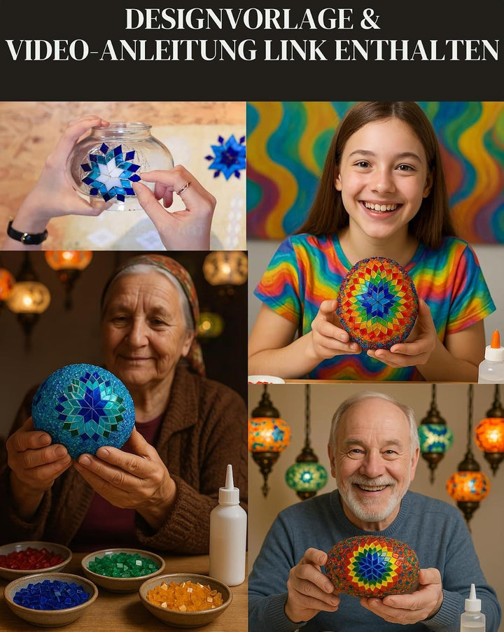 DEMMEX Türkisches Mosaiklampen-Set zum Selbermachen, komplettes Kunst- und Handwerks-Geschenkset für