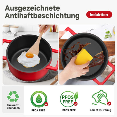 Kochtopf Homelux 20cm Topf Induktions Kochtöpfe mit Deckel, Antihaftbeschichtung, 2,6L Suppentöpfe a