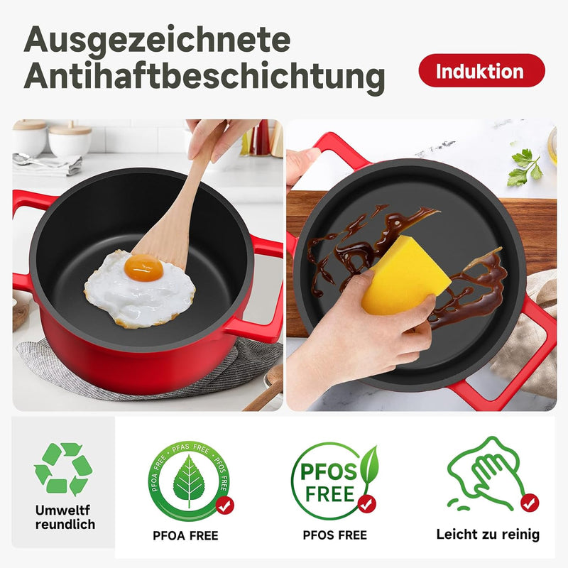 Kochtopf Homelux 20cm Topf Induktions Kochtöpfe mit Deckel, Antihaftbeschichtung, 2,6L Suppentöpfe a