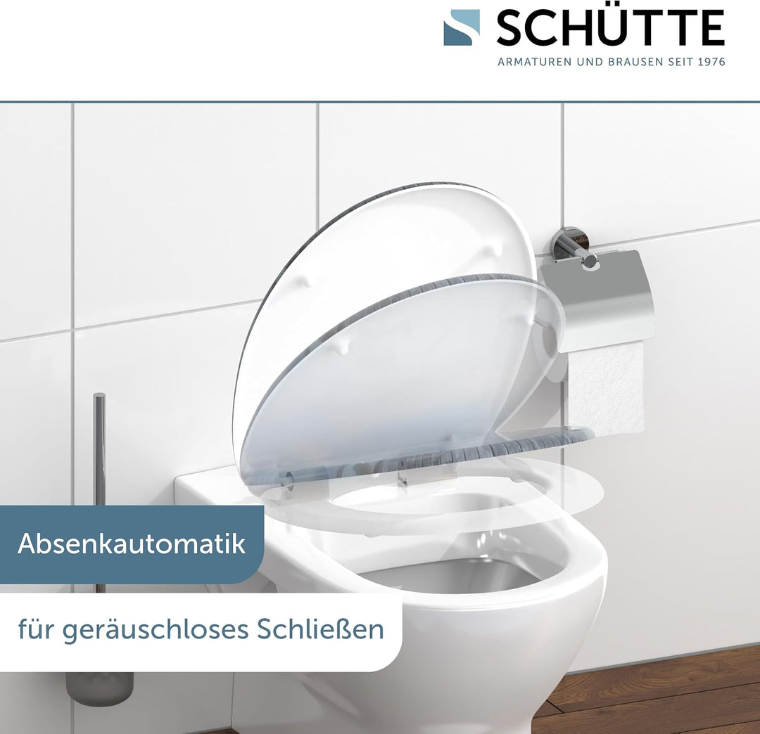 SCHÜTTE WC-Sitz LEUCHTTURM mit Absenkautomatik aus Duroplast, hochwertiger Toilettendeckel mit 175kg