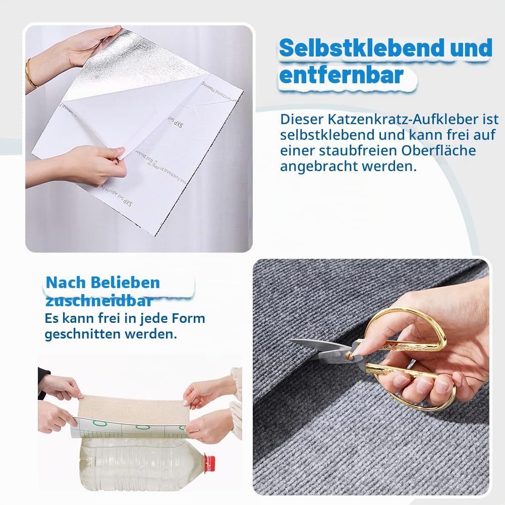 Kratzmatte Selbstklebend Katze Kratzbrett Kratzwand DIY Kratzteppich Katzenkratzer Kleber Möbelschut