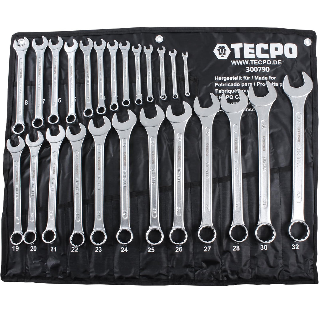 TECPO Maul-Ringschlüssel-Satz 25 Teile Ring Maulschlüssel Werkzeug Schlüssel Set, 6-32mm, 25-teilig