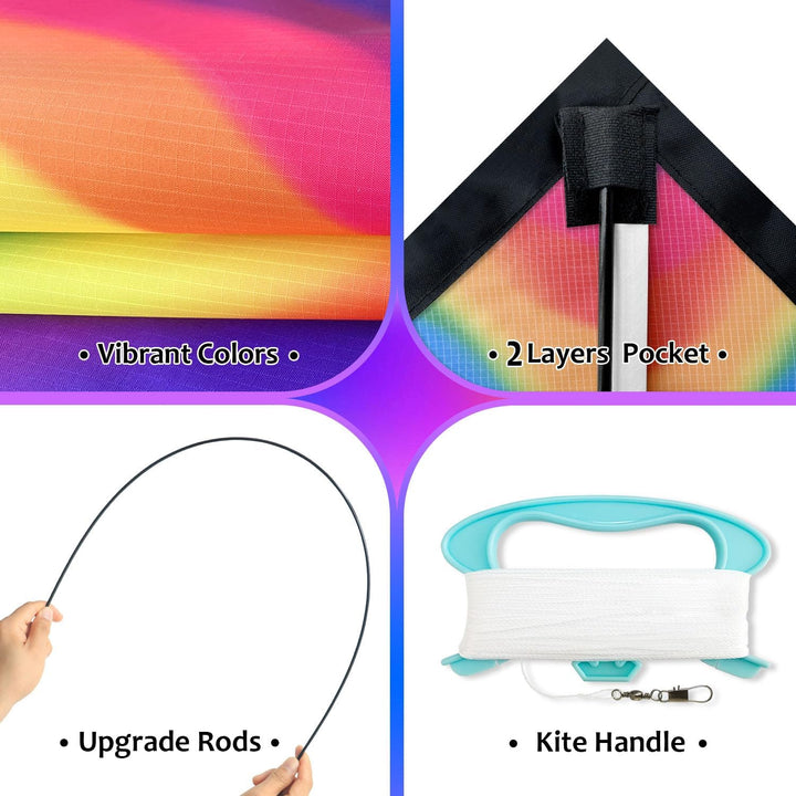 HONBO Children's Kite Large Delta Kites for Children and Adults for Beach Trip Outdoor Games, Perfec
