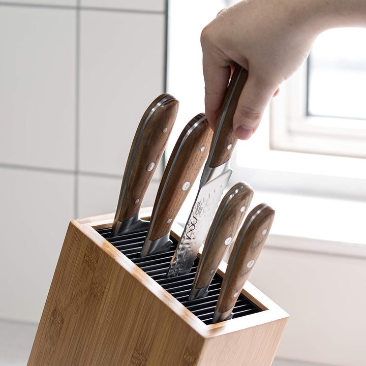 Rockingham Forge Schräger Messerblock Für 20 Messer – Bambus, Für Klingen von 20 cm geeignet, Leeres
