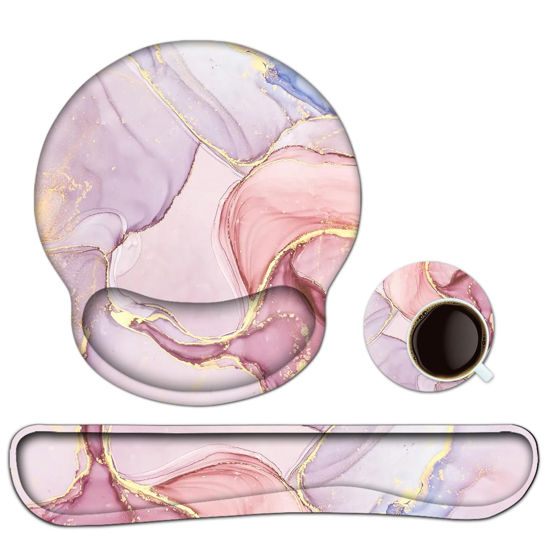 3-in-1 Handgelenkauflage Set, Mauspad mit Gelkissen+Handballenauflage Tastatur+Untersetzer,Ergonomis