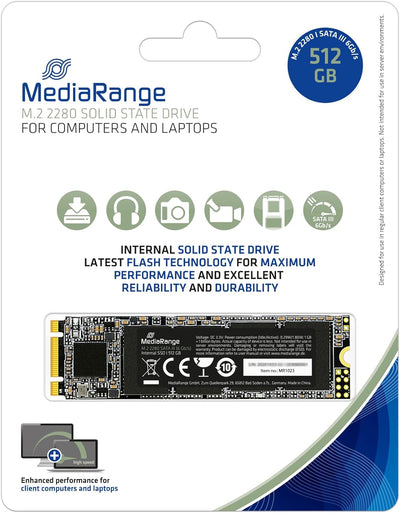 MediaRange Interne SSD Festplatte 512GB - Solid State mit M.2 Schnittstelle SATA Rev. 3.1 und 3D-NAN