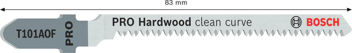 Bosch 5x Stichsägeblatt T 101 AOF Clean for Hard Wood (für Laminat, Kurvenschnitt, Professional Zube