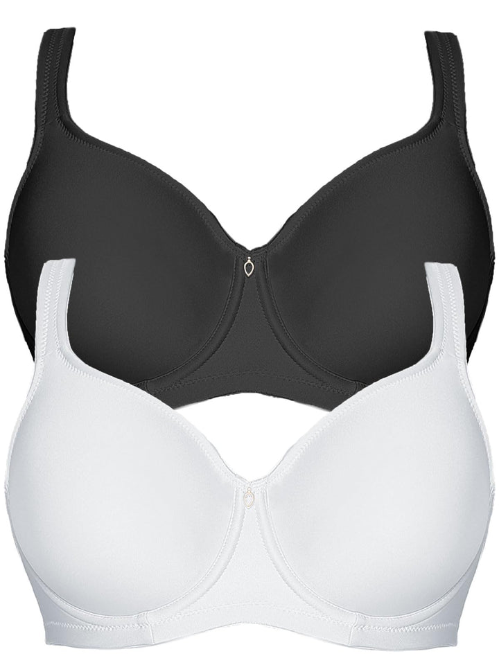 VIANIA! 2er Pack Minimizer Bügel BH Basic 14586 75F Schwarz-weiss, 75F Schwarz-weiss