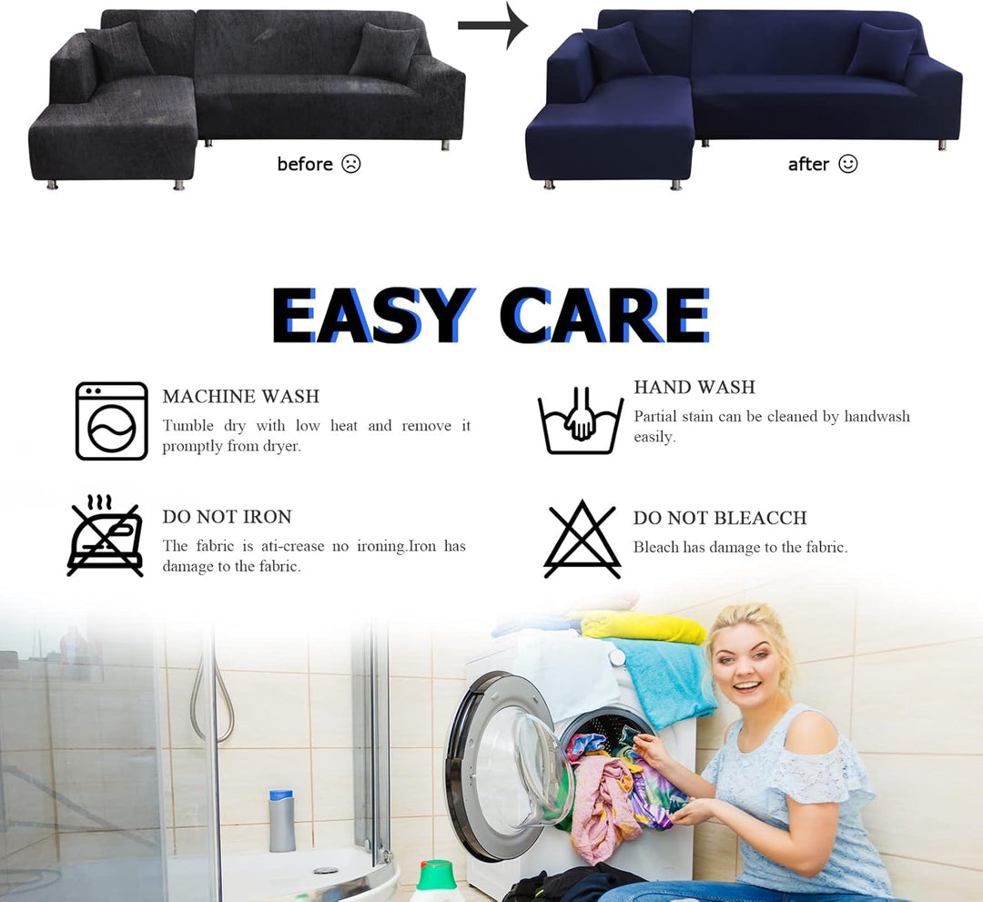 Lydevo Sofabezug Ecksofa L Form Sofa Überwürfe Stretch Sofabezug L Form Rechts oder Links mit Zwei K