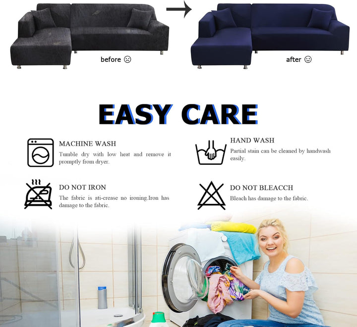 Lydevo Sofabezug Ecksofa L Form Sofa Überwürfe Stretch Sofabezug L Form Rechts oder Links mit Zwei K