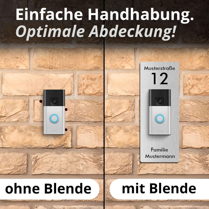 iSecur Edelstahl Blende personalisiert Premium - Passend für Ring Akku-Videotürklingel 2, Gen 3 Plus