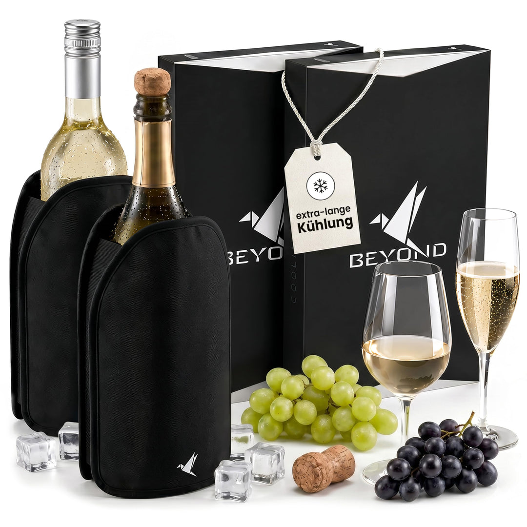 Beyond Weinkühler Manschette 2er Set - Kühlmanschette für Wein & Sekt - Flaschenkühler für unterwegs