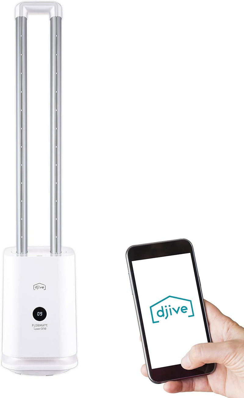 djive Flowmate Tower one Turmventilator, Leiser Ventilator mit App & Alexa Steuerung, Luftreiniger m