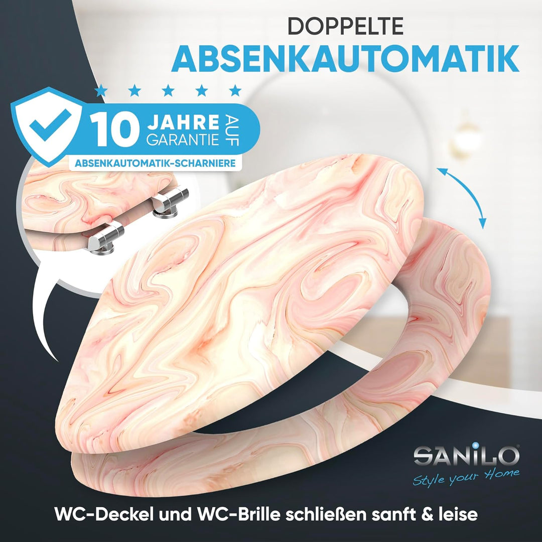 Sanilo WC Sitz mit Absenkautomatik, viele schöne Marmor Toilettendeckel zur Auswahl, hochwertige und
