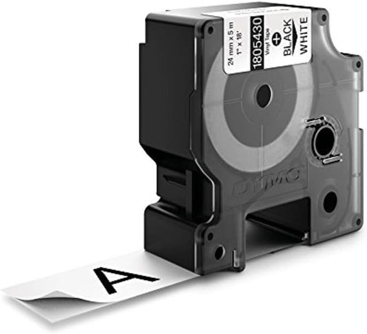 DYMO Rhino-Industrie-Vinyletiketten | 24 mm x 5,5 m | schwarzer Druck auf weissem Untergrund | selbs