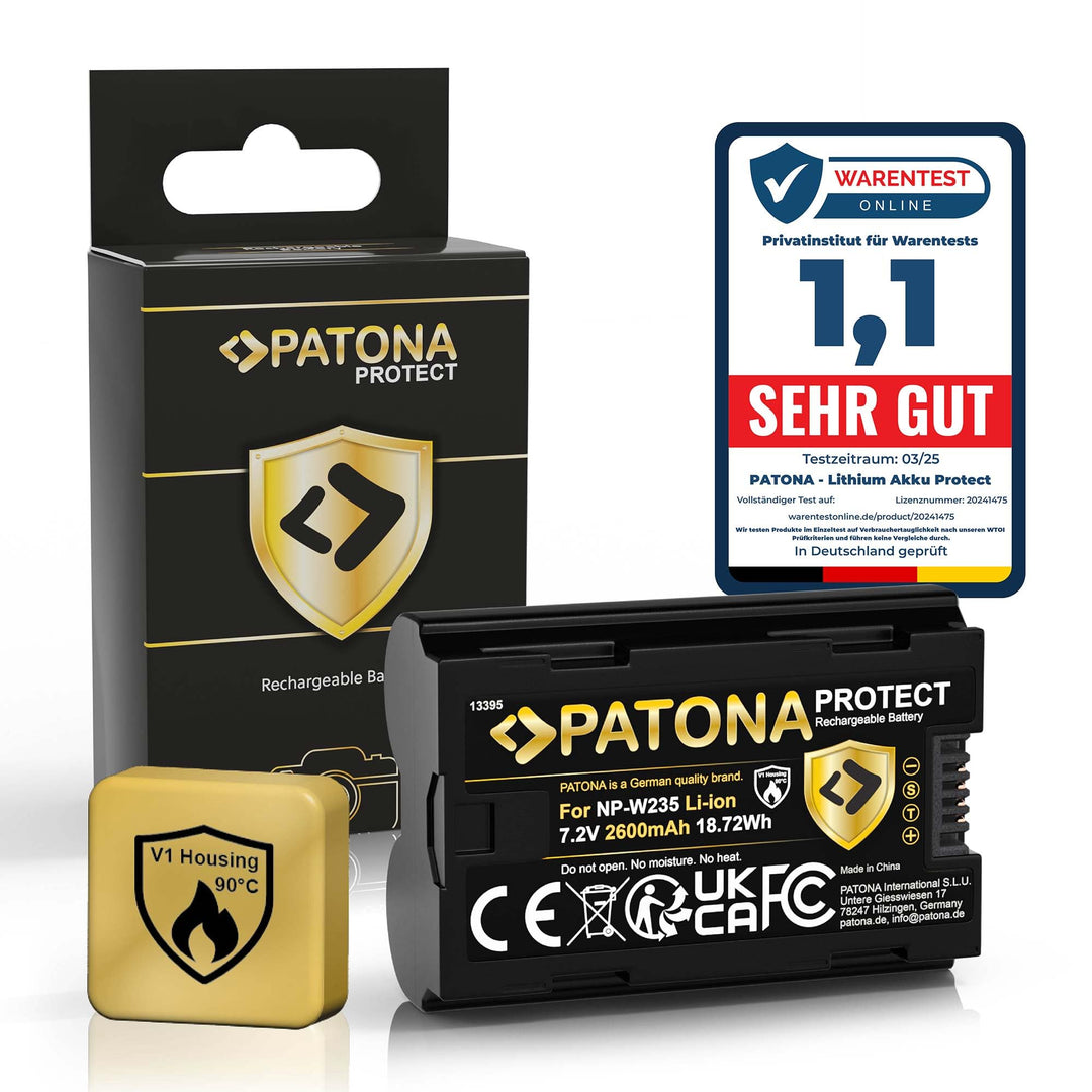 PATONA Protect V1 Akku NP-W235 (2400 mAh) mit NTC-Sensor und V1 Gehäuse - kompatibel mit Fuji Fujifi