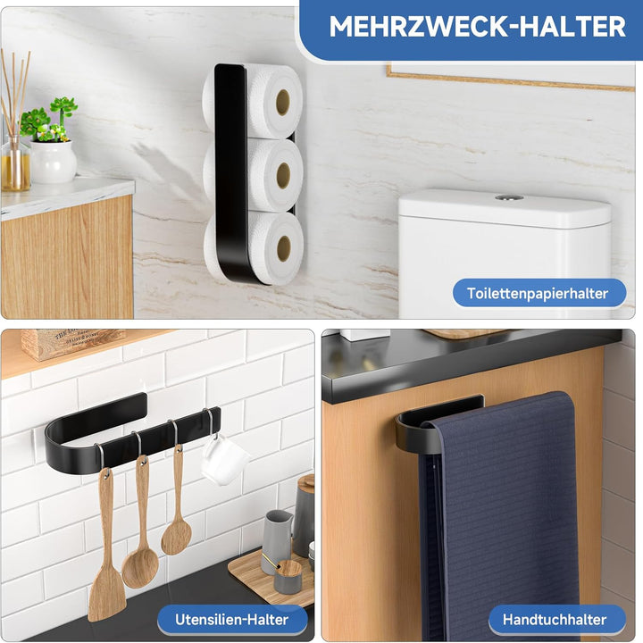 Toilettenpapier Aufbewahrung Schwarz, Selbstklebender Klopapier Aufbewahrung, Toilettenpapierhalter