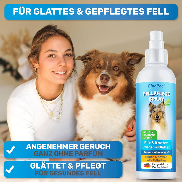 BluePet 200 ml Entfilzungsspray für Hunde &amp; Katzen I Löst Verfilzungen &amp; Verbessert Kämmbarkeit, Ant