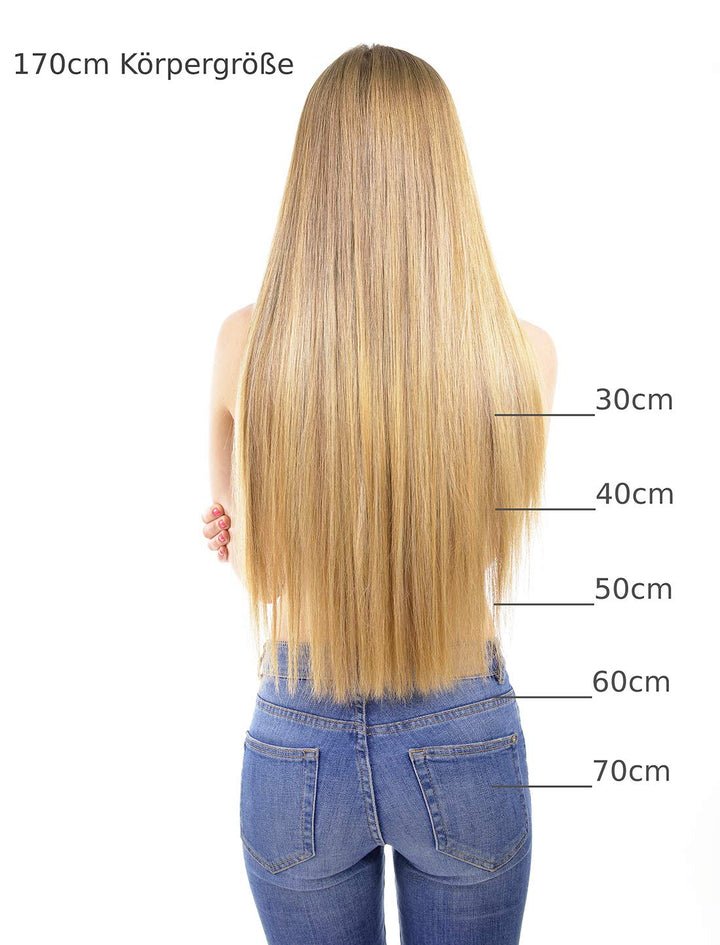 hair2heart Premium Microring Extensions Echthaar glatt - 100 Strähnen 0.8g 50cm 9/31 lichtblond Gold