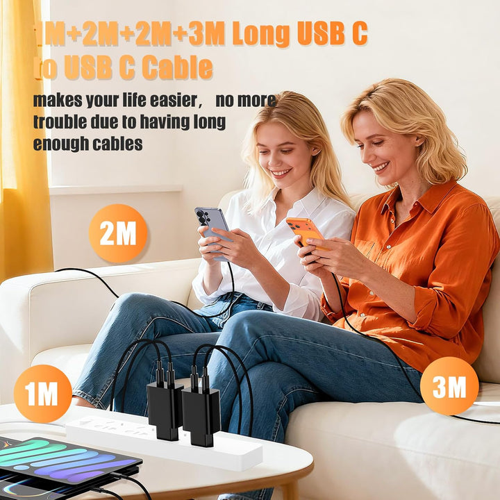 45 W Schnellladegerät USB C für Samsung Galaxy S26 Ultra/S25/S24/S23/S22/S21, 2 x 2 x 2 m, 2 Anschlü