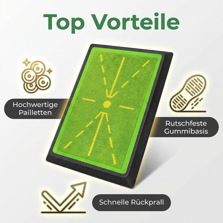 DULCE DOM Golf-Trainingsmatte mit Schwungbahn-Feedback | Indoor & Outdoor | rutschfeste Gummirücksei