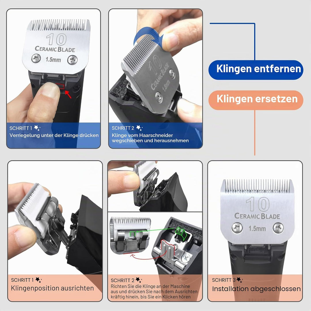BESTBOMG 2 Stück Ersatzmesser für die Fellpflege von Heiniger/Moser Max45/Andis/Oster A5, Grösse 10