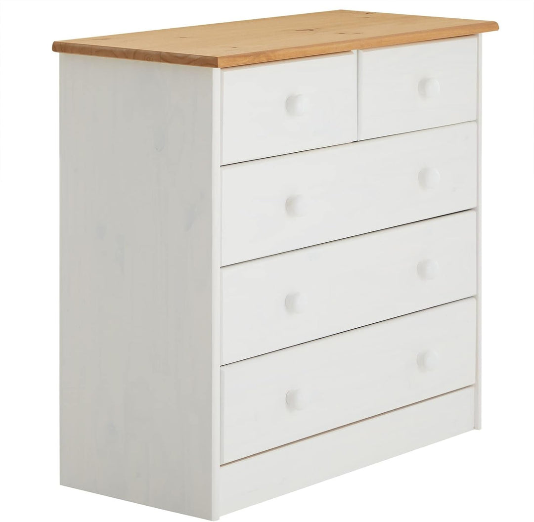 IDIMEX Kommode Rondo, schöne Anrichte mit 5 Schubladen, praktisches Sideboard aus massiver Kiefer in