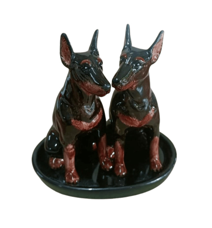 Keramik Salz und Pfefferstreuer Set mit Hundemotiv (Dobermann)