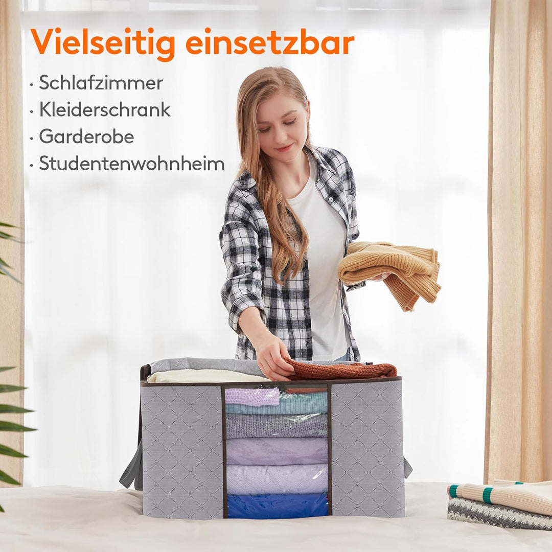 Lifewit 120L Aufbewahrungstasche für Bettdecken, Gross Aufbewahrungsbox mit Deckel Kleidung Aufbewah