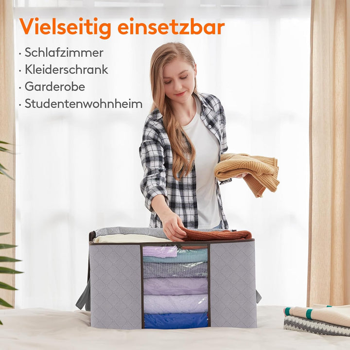 Lifewit 120L Aufbewahrungstasche für Bettdecken, Gross Aufbewahrungsbox mit Deckel Kleidung Aufbewah