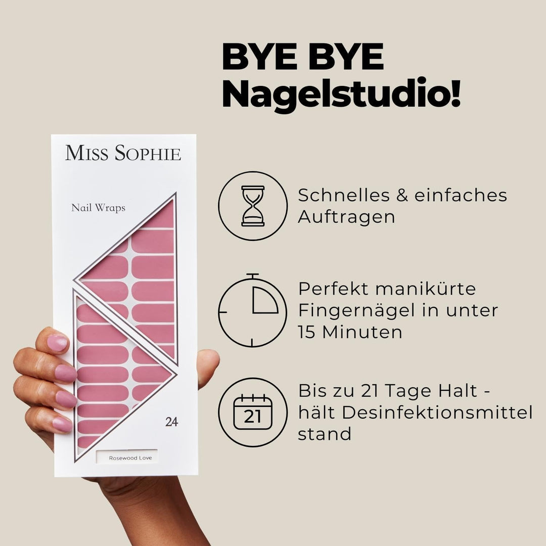 Original Miss Sophie Starterset I Selbstklebende Nagelfolien I Nagelaufkleber in Iced Coffee & Rosew