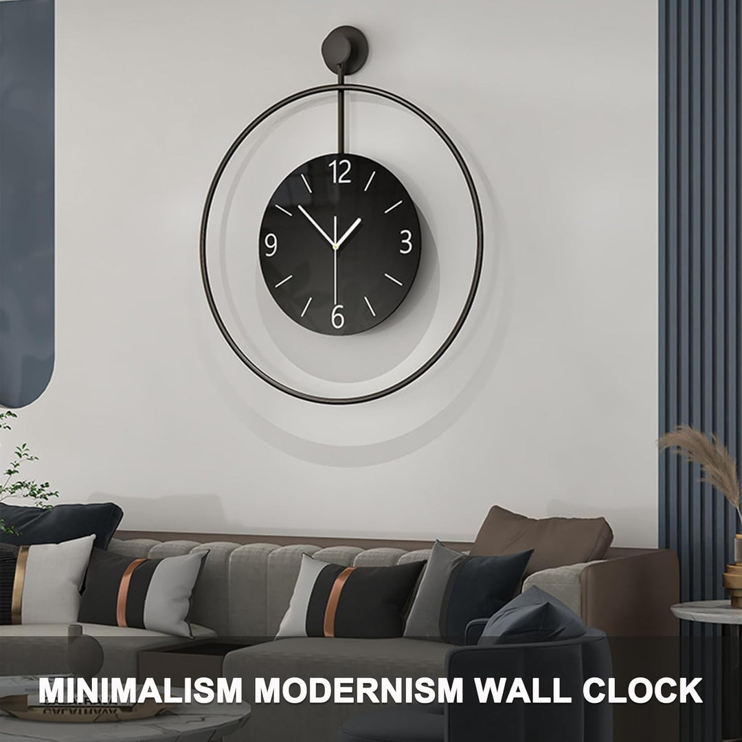 60cm Wanduhr Gross, Metall Wanduhr Ohne Tickgeräusche Lautlos Runden Modern Digitale Wanduhren-Gross