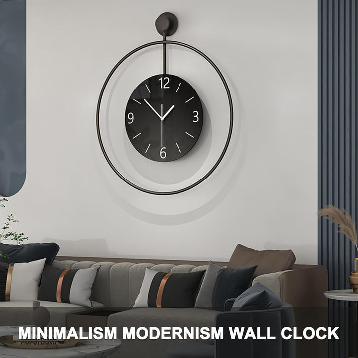 60cm Wanduhr Gross, Metall Wanduhr Ohne Tickgeräusche Lautlos Runden Modern Digitale Wanduhren-Gross