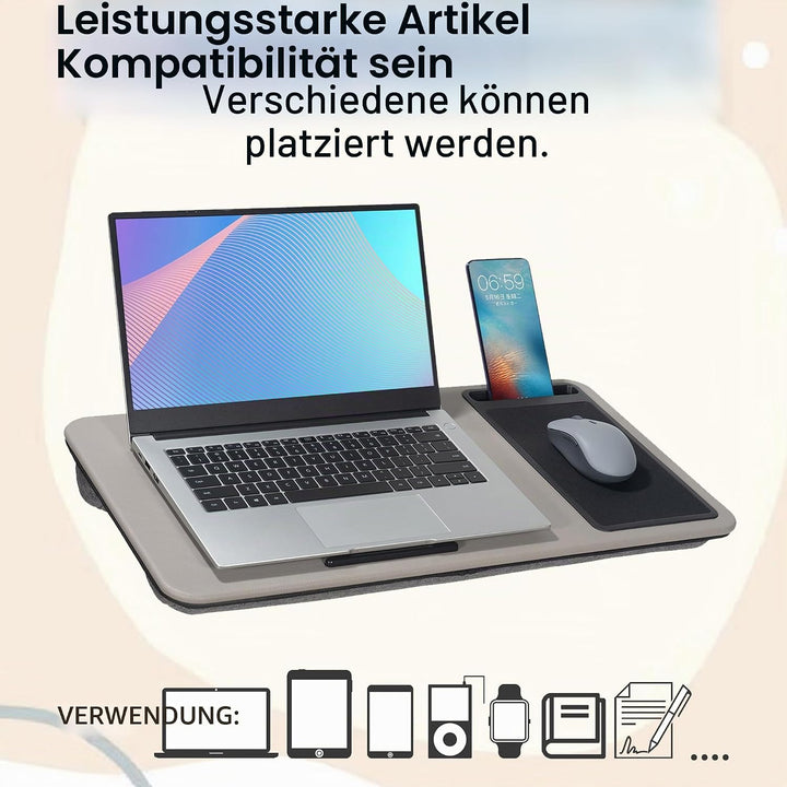 Schossschreibtisch, tragbarer Laptop-Schreibtisch mit Kissen-Kissen, passend für Laptops bis zu 17 Z