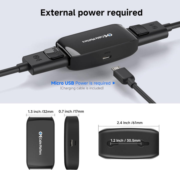 Cable Matters 8K DisplayPort Repeater aktiv für Oculus Rift S (DisplayPort Signalverstärker, Display