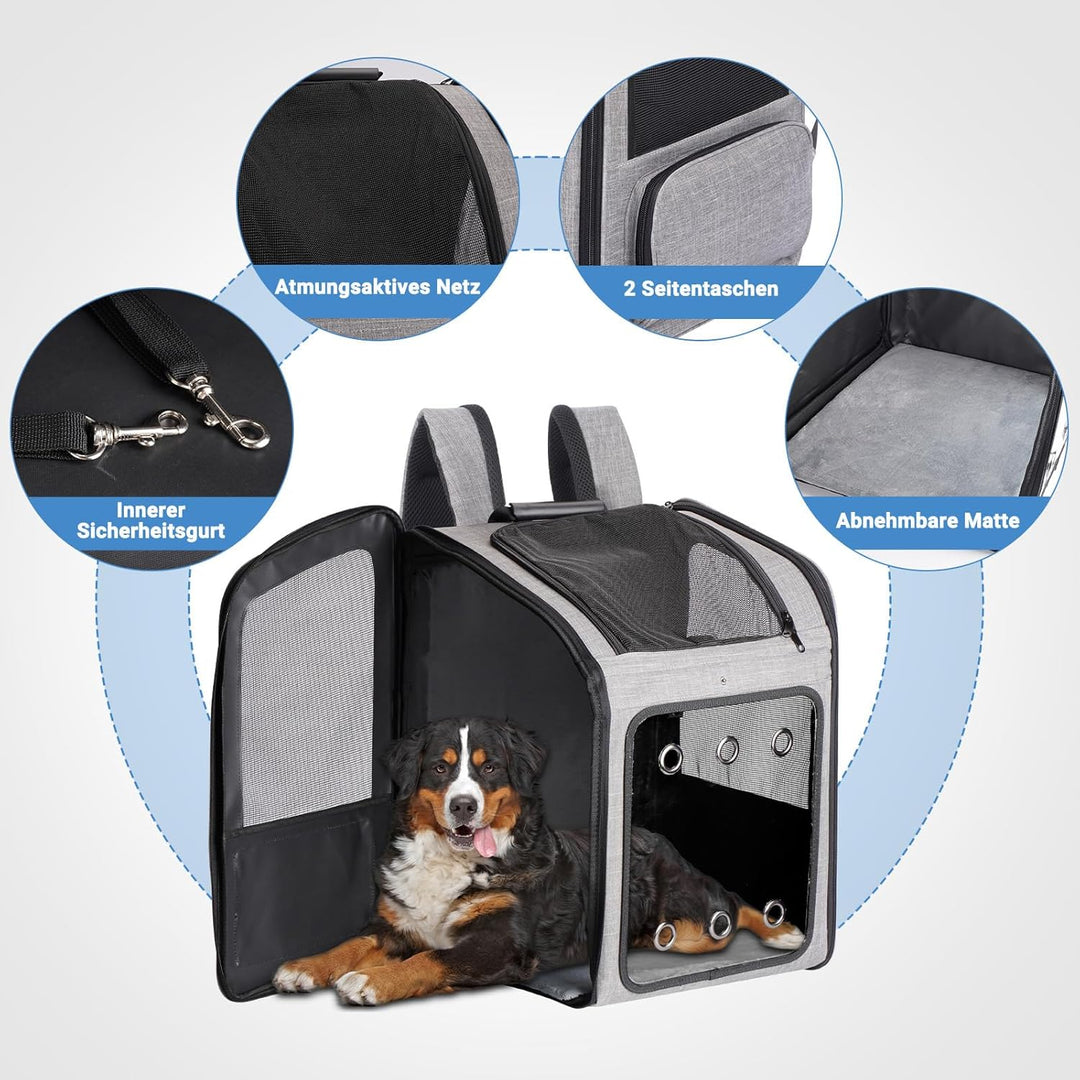 Katzenrucksack Grosse Katzen bis zu 15kg, Hunderucksack bis zu 12kg, Katzen Rucksack Gross für Katze