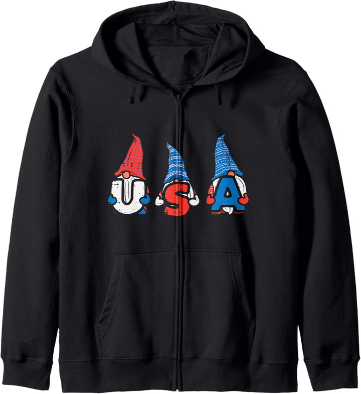 Gnomes USA American Flag Cute 4th Of July Fourth Women Kapuzenjacke