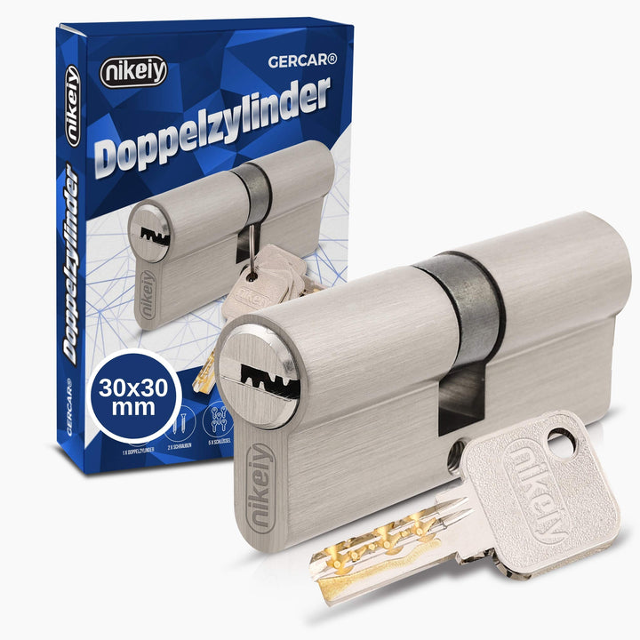 GERCAR Pro Schliesszylinder Profilzylinder 30/30 Massiver Doppelzylinder Zylinderschloss Türschloss