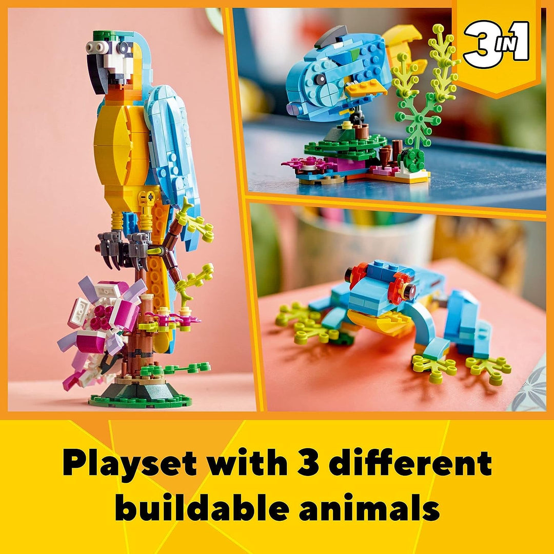 LEGO Creator 3 in 1 Exotic Parrot to Frog to Fish 31136 Animal Figures Building Toy Kreativspielzeug