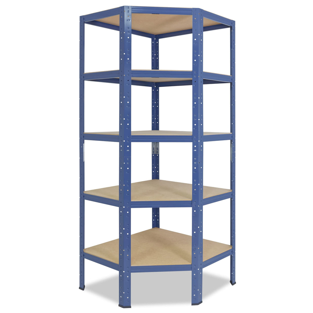 shelfplaza Home 180x70x40 cm Eckregal in blau mit 5 Böden und 175 kg Traglast pro Boden