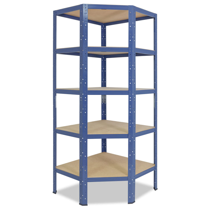 shelfplaza Home 180x70x40 cm Eckregal in blau mit 5 Böden und 175 kg Traglast pro Boden