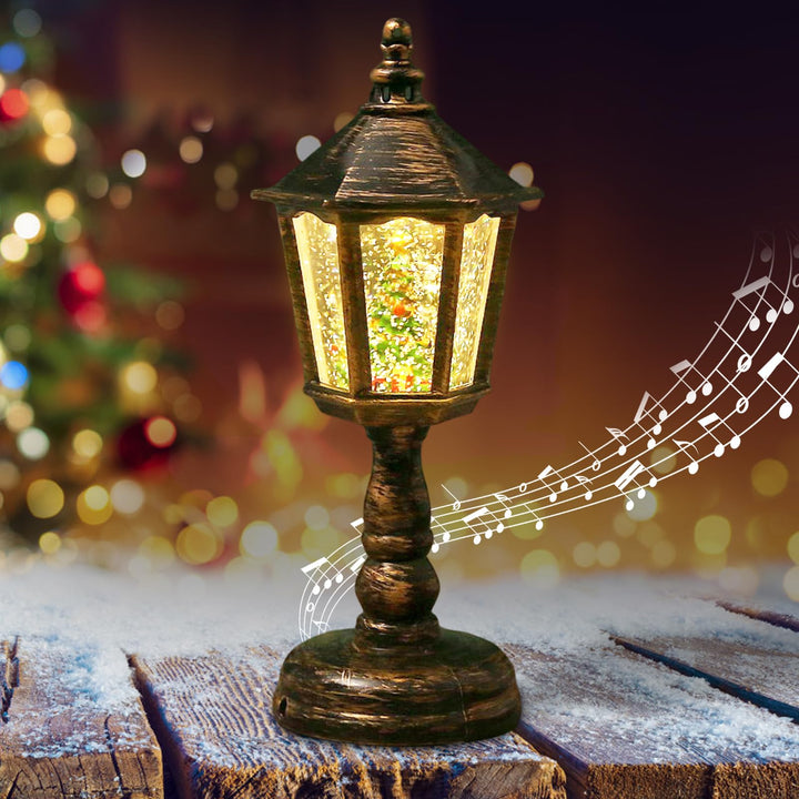 Weihnachtslaterne, Weihnachtsdeko Laterne,LED Weihnachts Schneekugel Laterne mit Musik und Licht,Wei