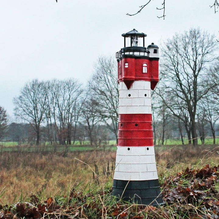 Leuchtturm Roter Sand mit Solar Beleuchtung Rundum Leuchtfeuer Maritime Deko Gartendeko Deko Leuchtt