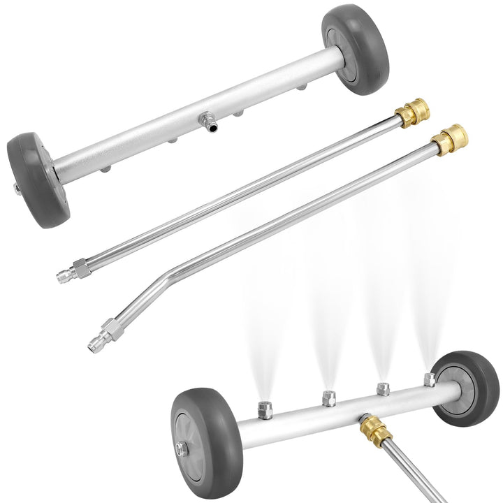 QWORK® Auto Hochdruck Unterbodenreiniger, Unterboden Auto hochdruckreiniger, Wasserbesen mit 2 Stück