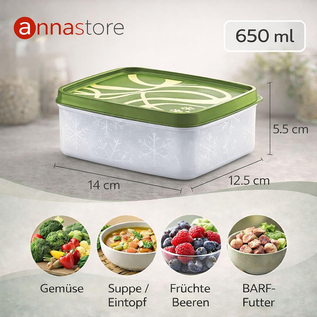 Annastore 12 x hochwertige Tiefkühldosen von -20°C bis + 100°C - Gefrierdosen - Luftdicht - Tiefkühl